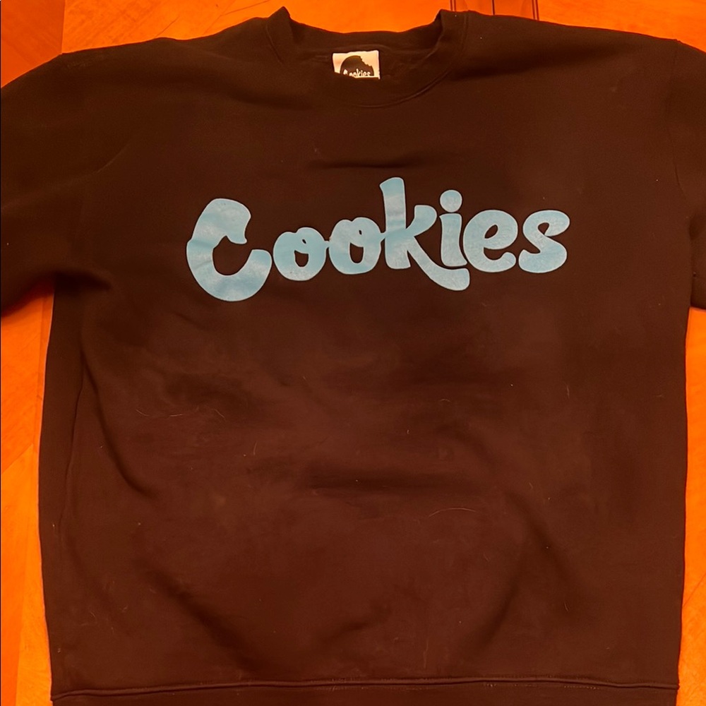 Black Sweatshirt with Blue 'Cookies' Logo